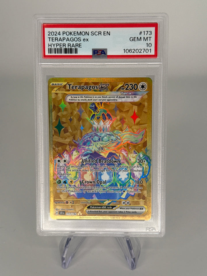 Pokémon TCG 2024 Terapagos EX Stellar Crown Special Illustration Rare, 173/142, PSA 10 Gem Mint