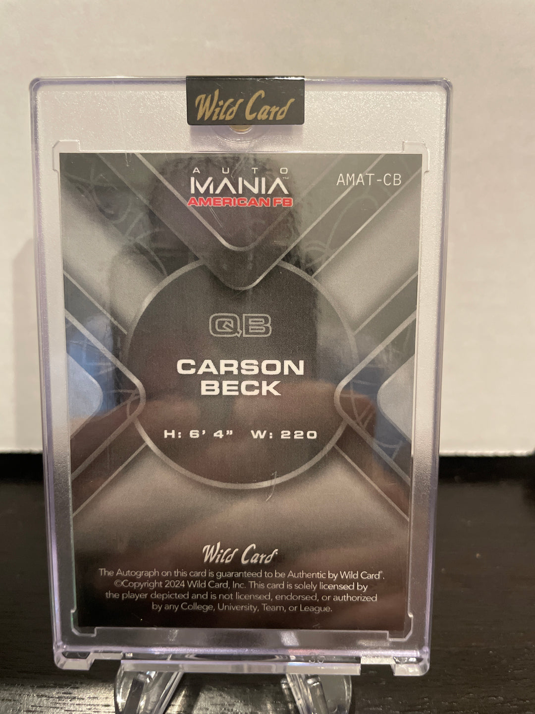 Carson Beck 2024 Wild Card Mania Auto, 1/1 Hobby Card Shop