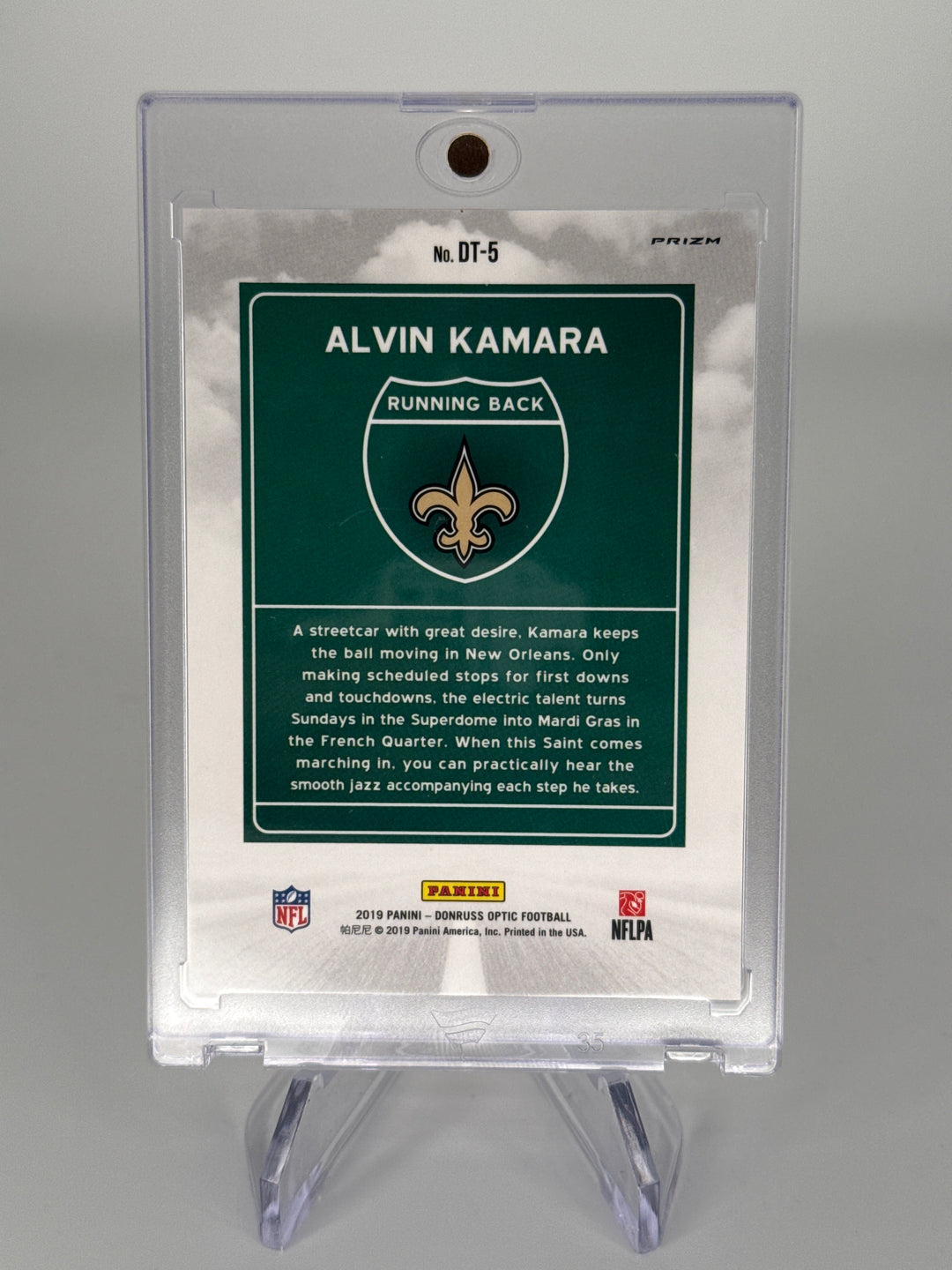 Alvin Kamara 2019 Panini Donruss Optic Downtown SSP Case Hit