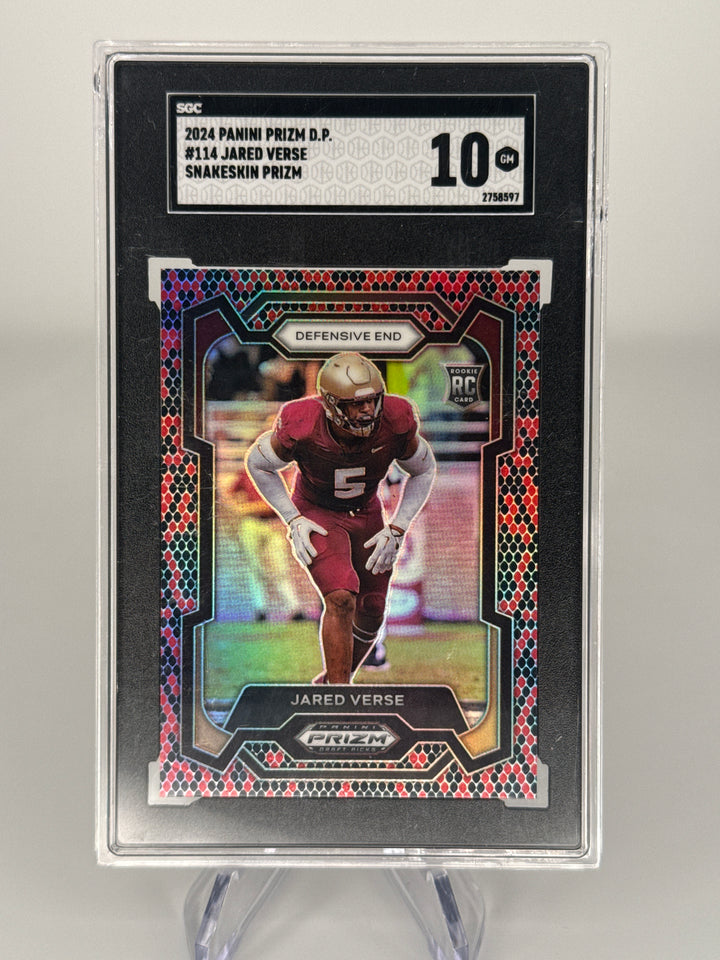 Jared Verse 2024 Panini Prizm Draft Picks Snakeskin Prizm SSP Rookie, SGC 10 Gem Mint