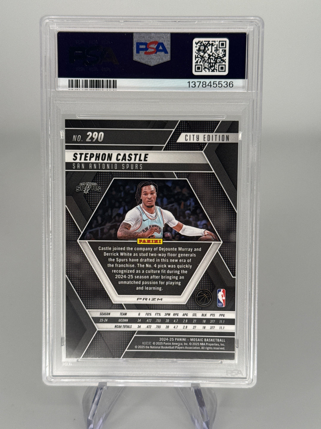 Stephon Castle 2024 Panini Mosaic Reactive Yellow Rookie, PSA 10 Gem Mint