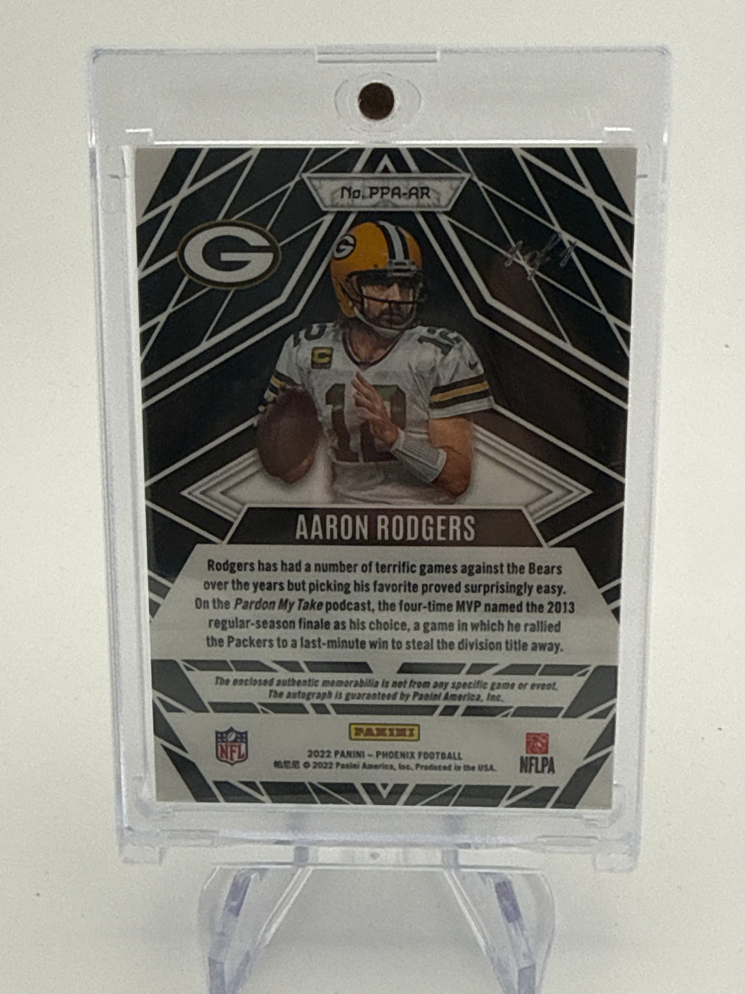 Aaron Rodgers 2022 Panini Phoenix Gold Vinyl 1/1 Shield Auto