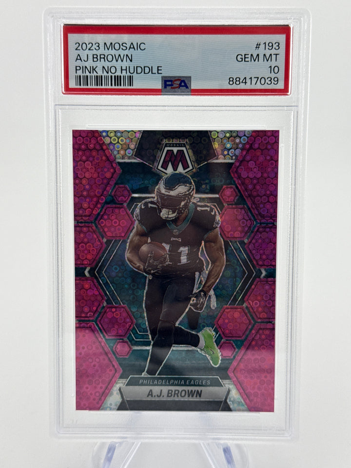 AJ Brown 2023 Panini Mosaic Pink No Huddle, 15/20, PSA 10 Gem Mint