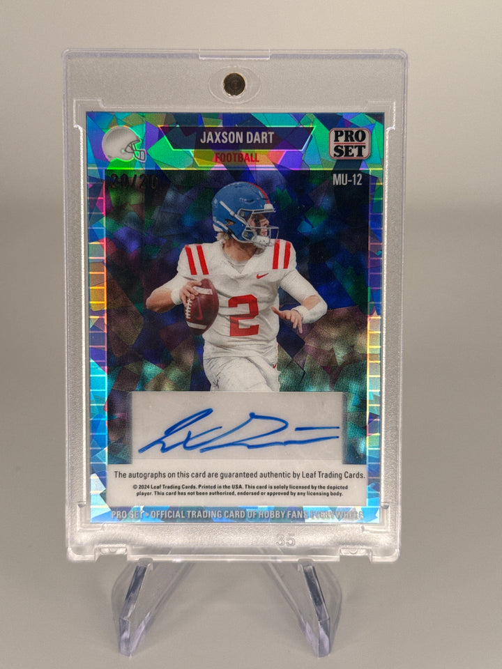 Eli Manning/Jaxson Dart 2024 Leaf Collective Light Blue Crystal Dual Auto, 20/20