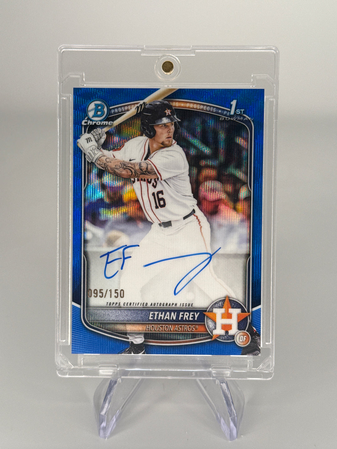 Ethan Frey 2025 Bowman Chrome Blue Wave 1st Auto, 095/150