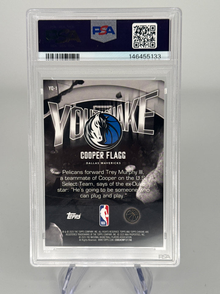 Cooper Flagg 2025 Topps Chrome Youthquake Aqua Refractor Rookie, 074/199, PSA 10 Gem Mint