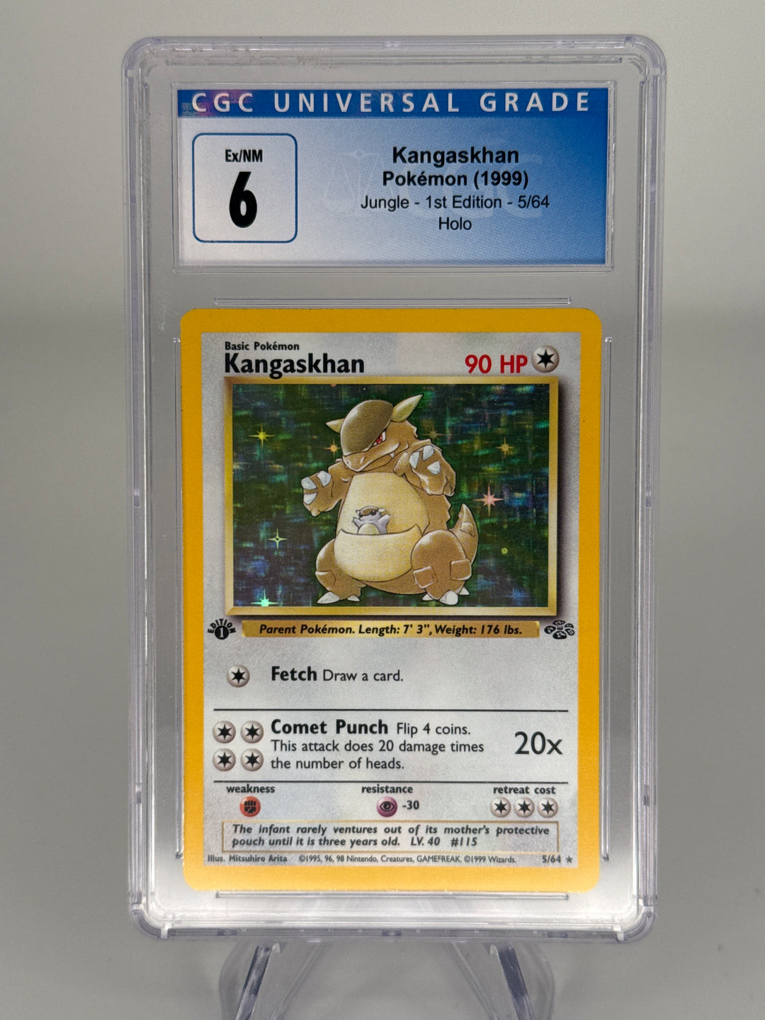 Pokemon TCG 1999 Kangaskhan Jungle Set 1st Edition Holo, 5/64, CGC 6