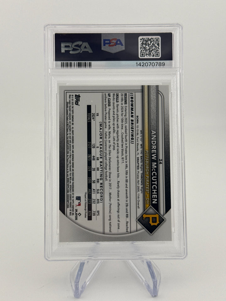 Andrew McCutchen 2025 Bowman Chrome Orange Refractor, 15/25, PSA 9 Mint