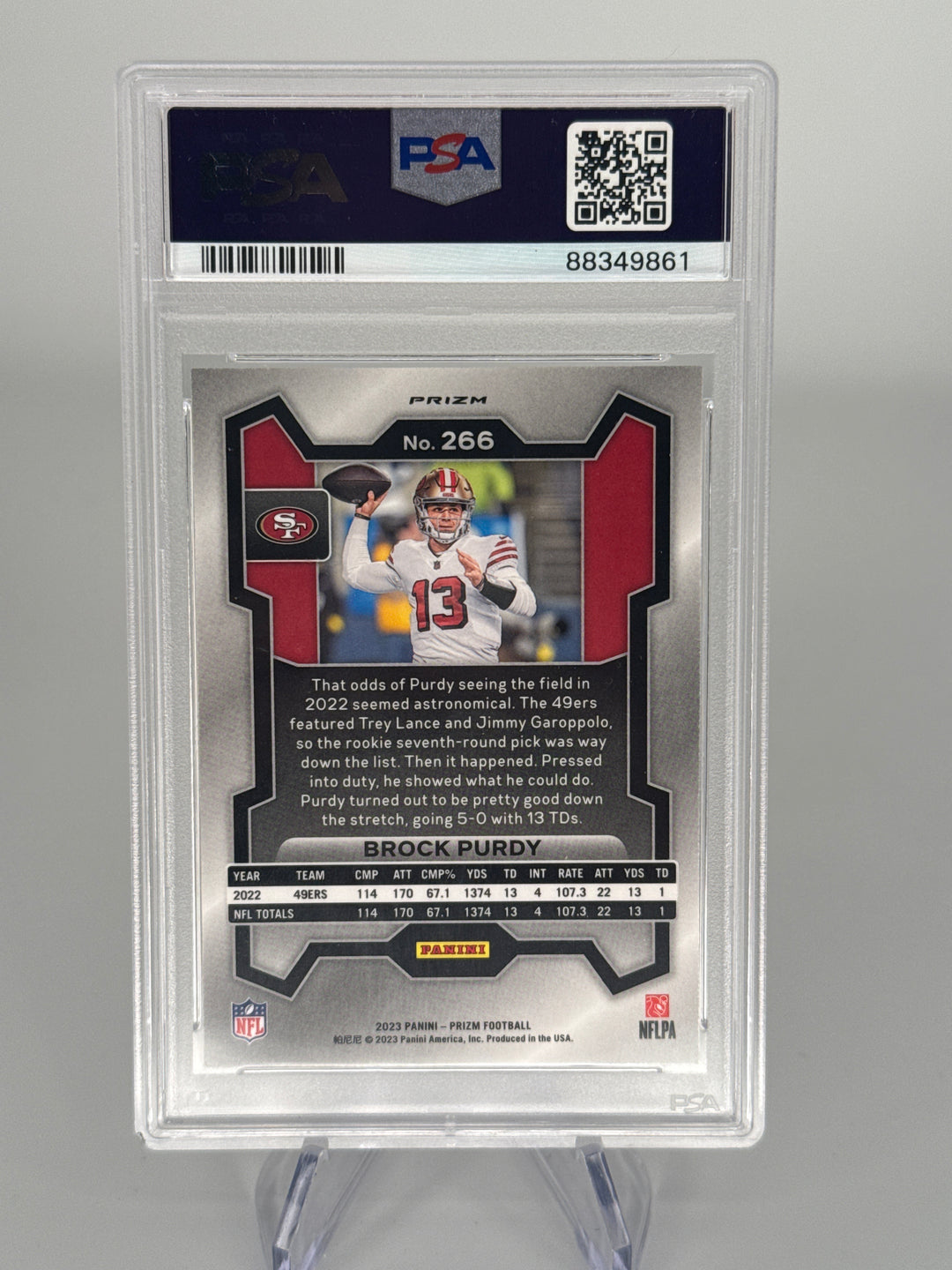 Brock Purdy 2023 Panini Prizm Red SSP, PSA 10 Gem Mint