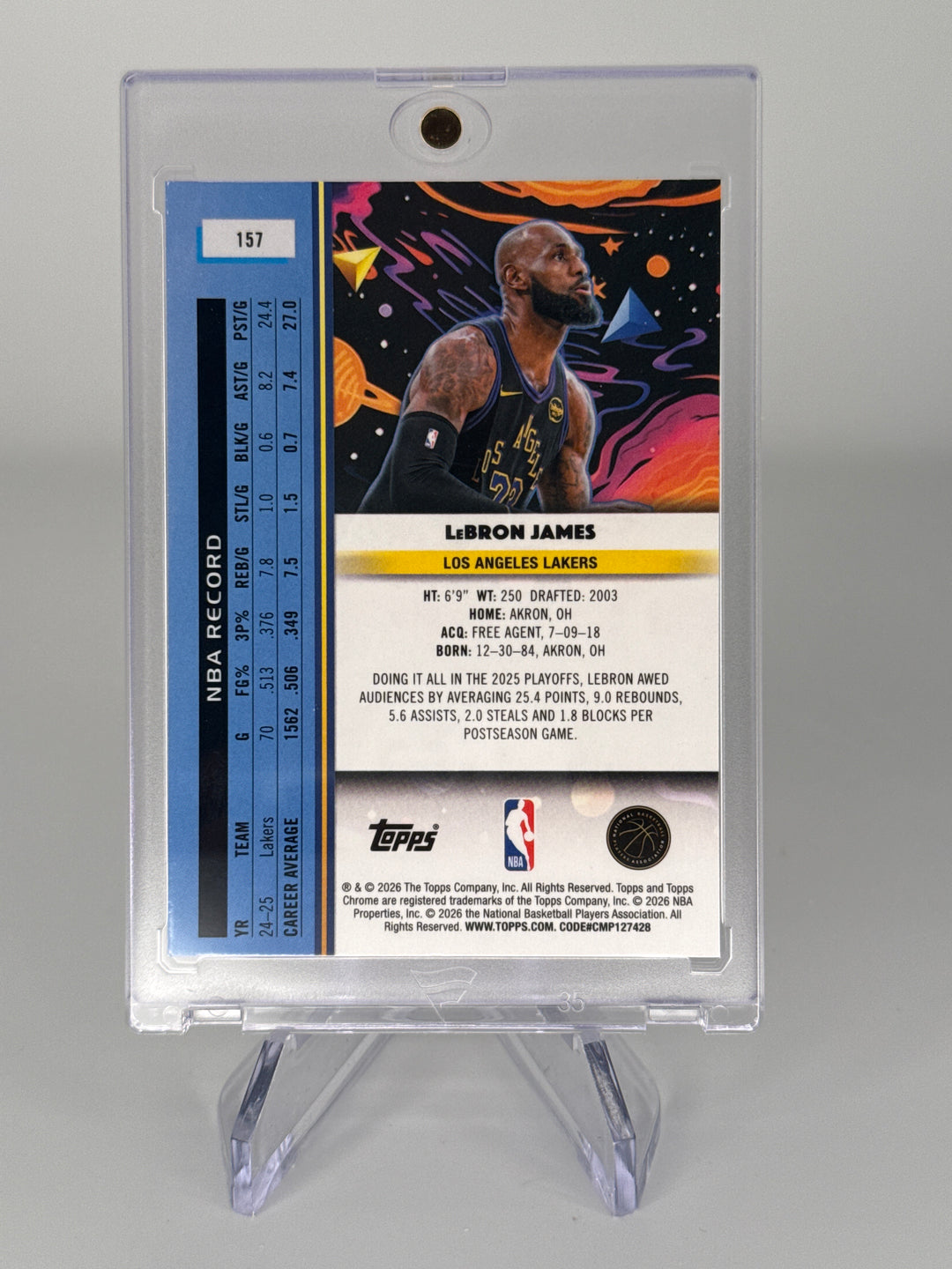 Lebron James 2026 Topps Chrome Cosmic Purple Nebula Refractor, 087/150