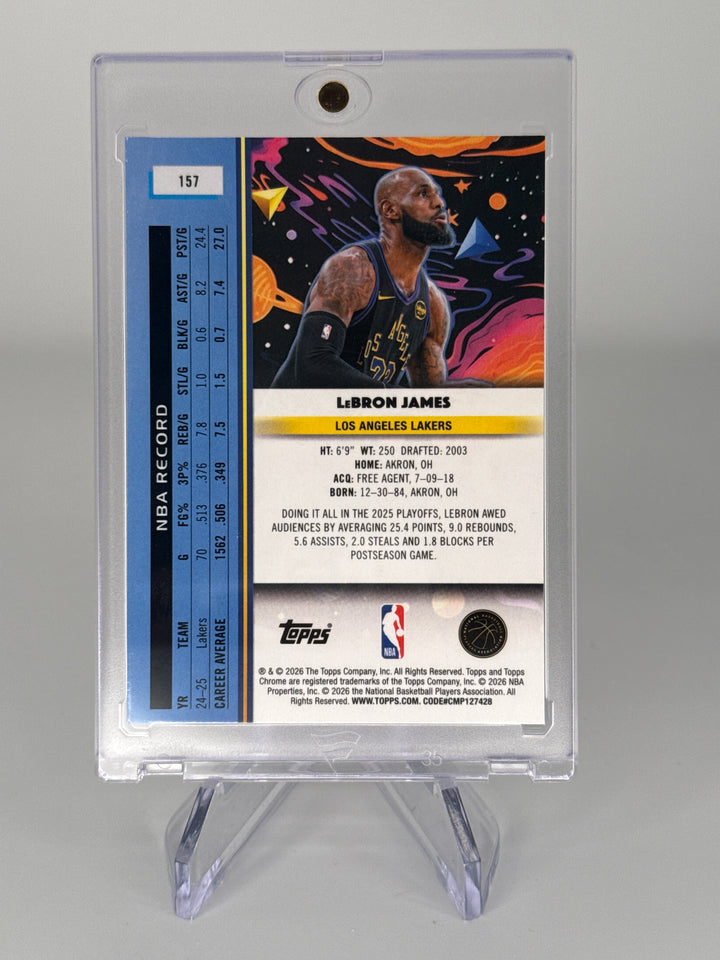 Lebron James 2026 Topps Chrome Cosmic Purple Nebula Refractor, 087/150