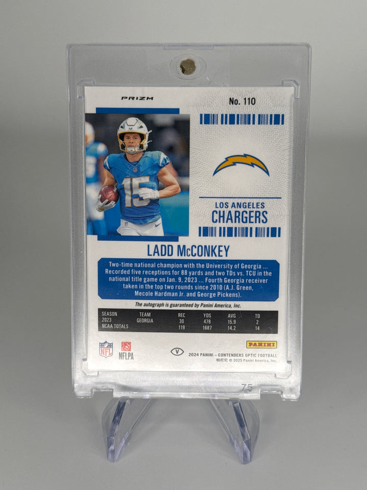 Ladd McConkey 2024 Panini Contenders Optic Rookie Ticket Variation Auto