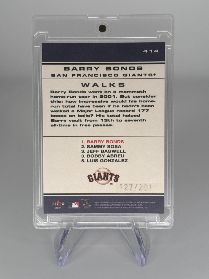 Barry Bonds 2001 Fleer Platinum Chart Toppers, 127/201