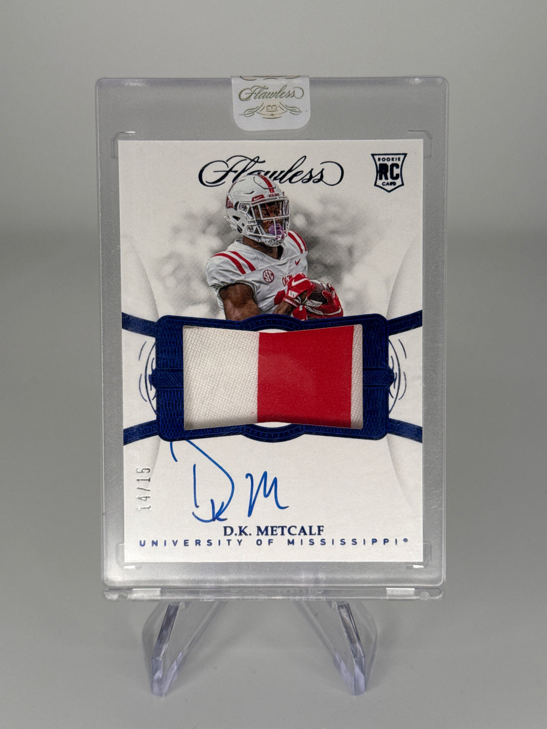 DK Metcalf 2019 Panini Flawless Collegiate Rookie Patch Auto Sapphire, 14/15