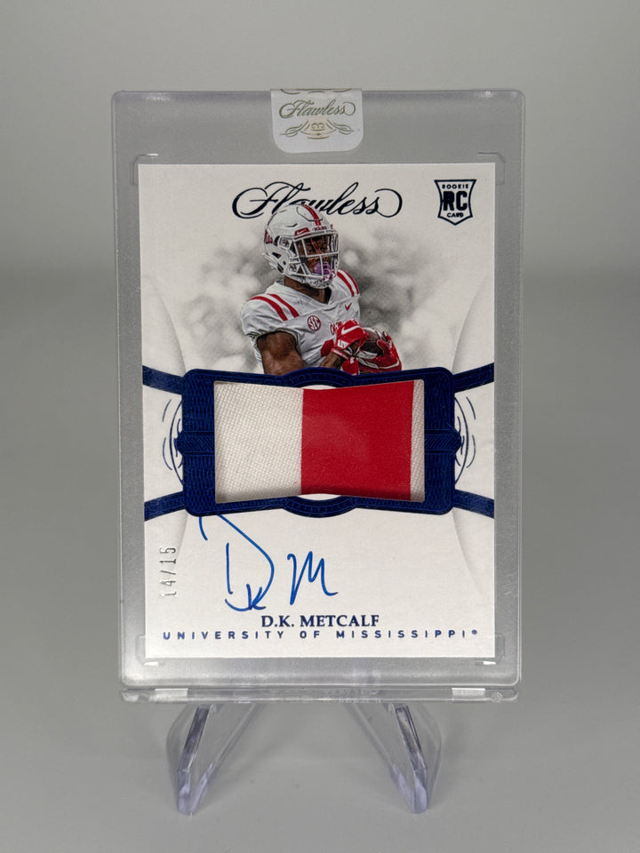 DK Metcalf 2019 Panini Flawless Collegiate Rookie Patch Auto Sapphire, 14/15