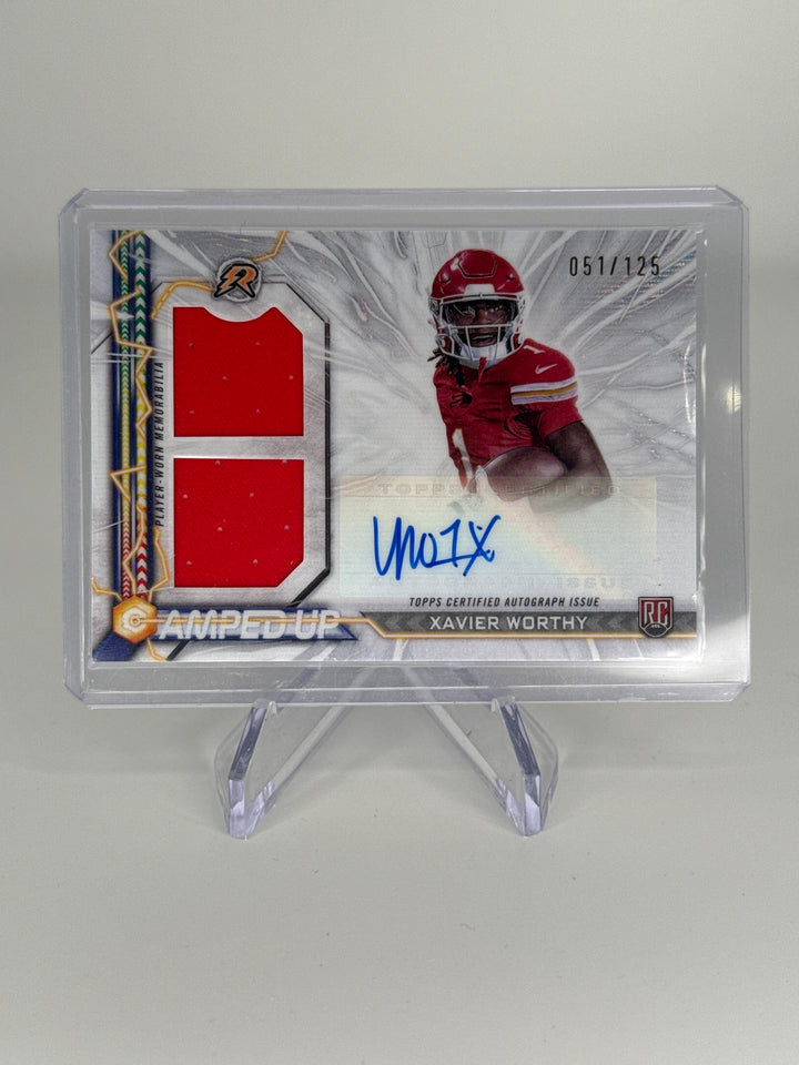 Xavier Worthy 2024 Topps Resurgence Rookie Dual Patch Auto, 051/125