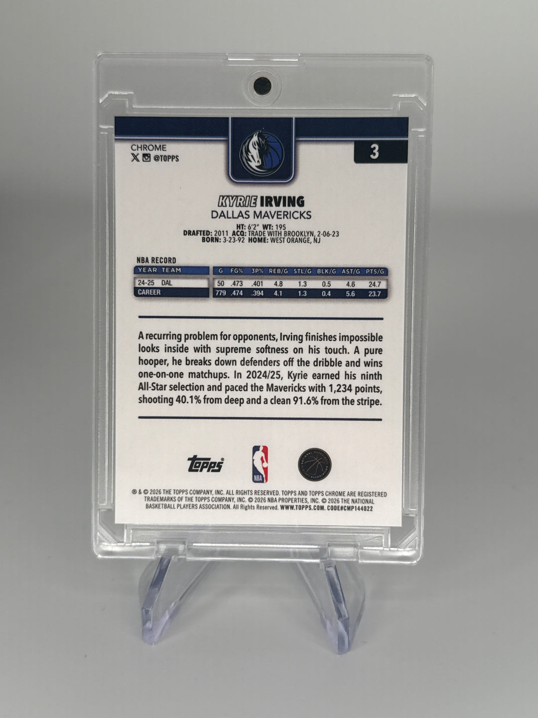 Kyrie Irving 2026 Topps Chrome Update Green Speckle Image Variation, 43/99