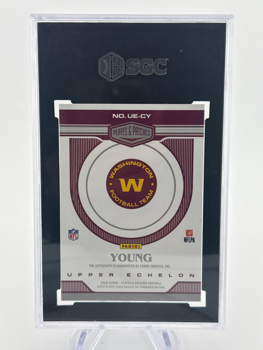 Chase Young 2020 Panini Plates & Patches Upper Echelon Rookie Auto Orange, 33/75, SGC 9 Mint, SGC 10 Auto