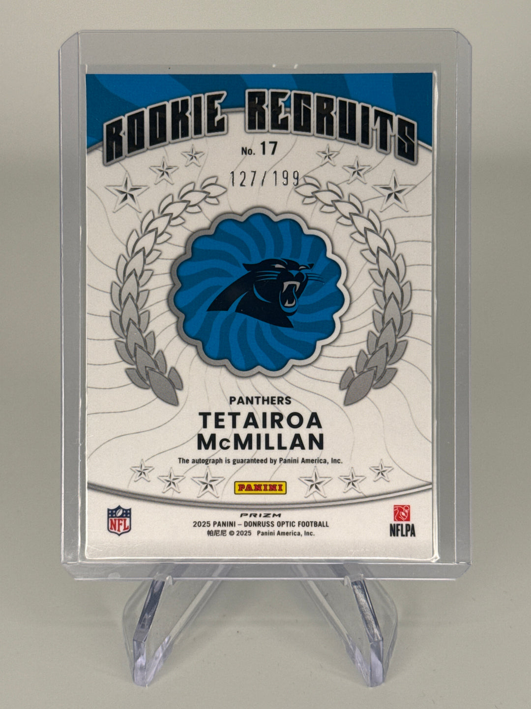 Tetairoa McMillan 2024 Panini Donruss Optic Rookie Recruits Rookie Auto , 127/199