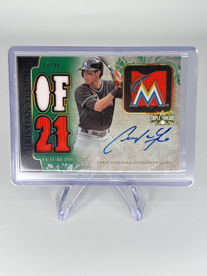Christian Yelich 2014 Topps Triple Threads Auto Relic, 23/50