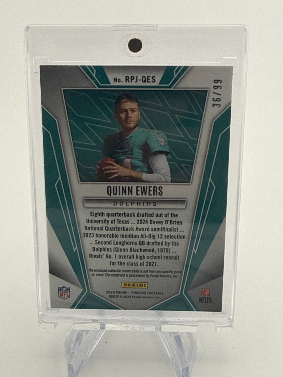 Quinn Ewers 2025 Panini Phoenix Rookie Patch Auto Red, 36/99
