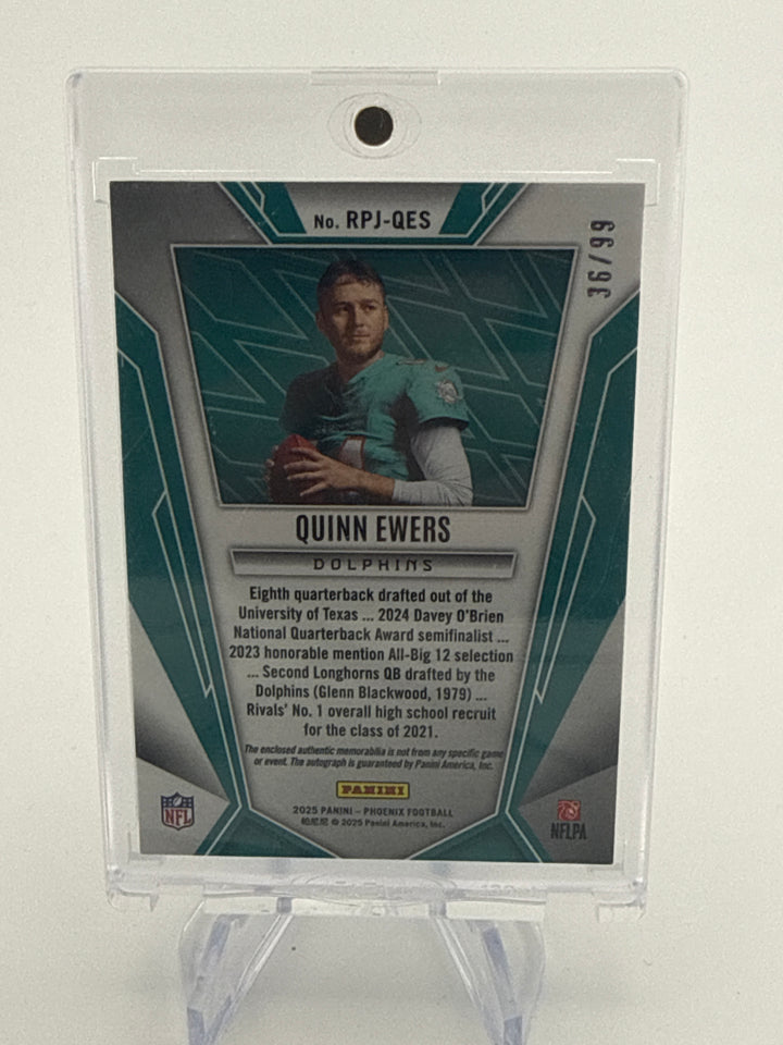 Quinn Ewers 2025 Panini Phoenix Rookie Patch Auto Red, 36/99