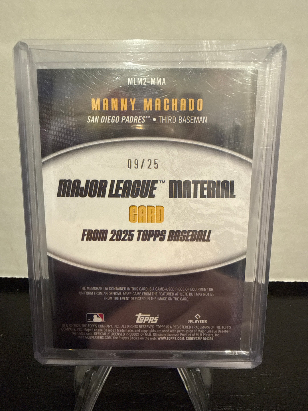 Manny Machado 2025 Topps Series One Major League Material Orange, 09/25