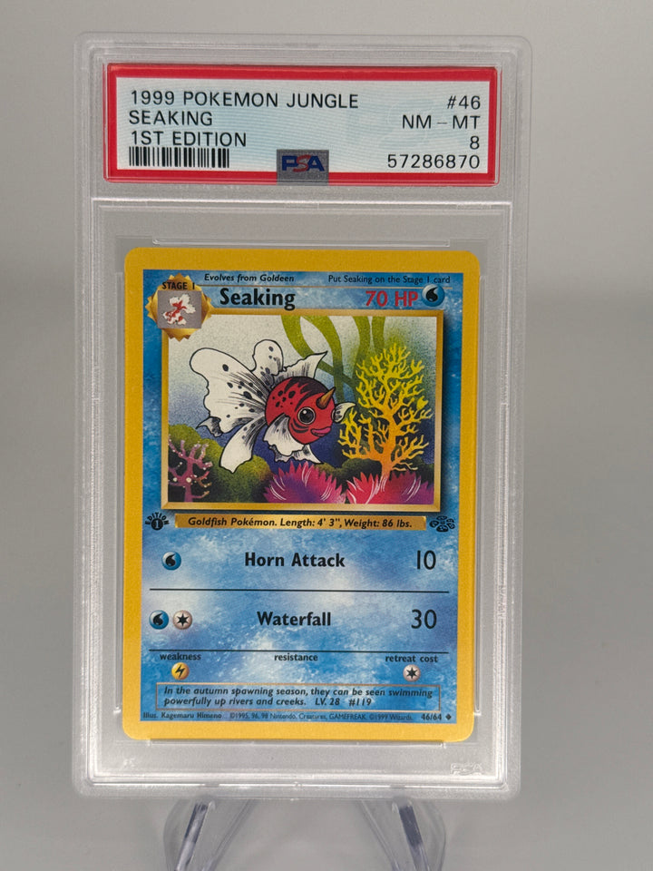 Pokemon TCG 1999 Seaking 1st Edition Jungle, 46/64, PSA 8