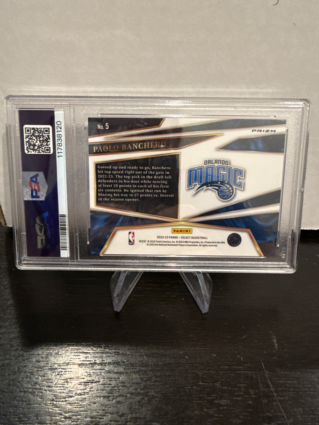 Paolo Banchero 2022 Panini Select Turbocharged Green Rookie, PSA 10 Gem Mint