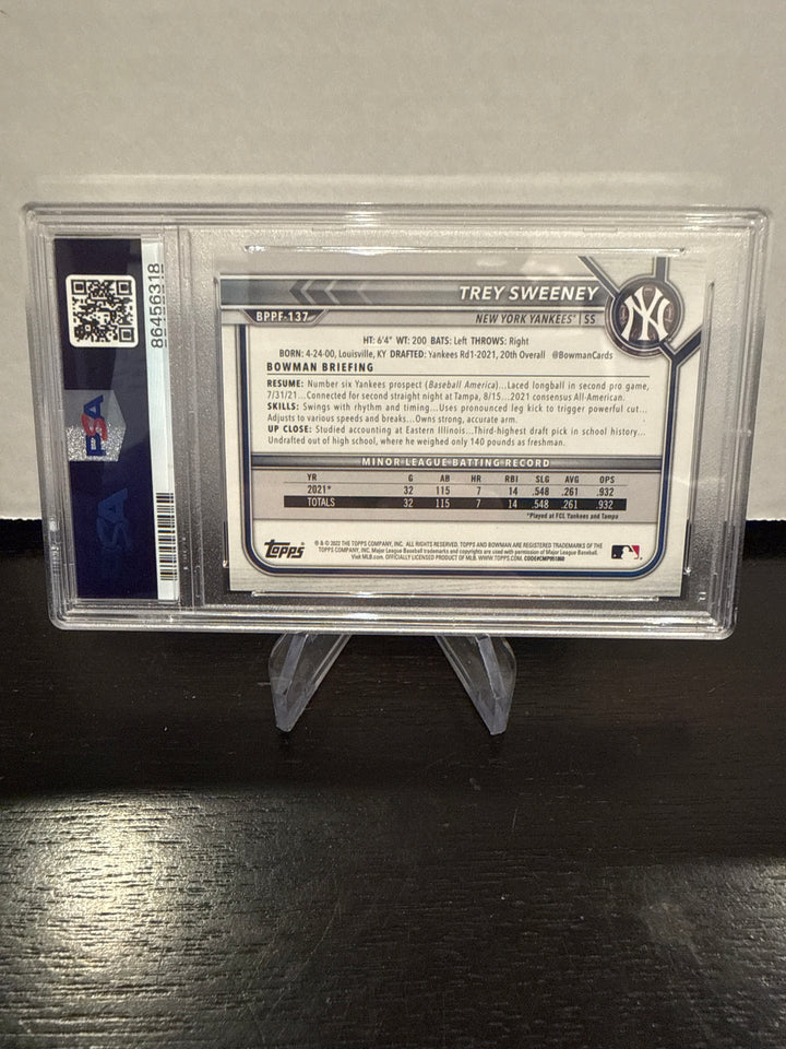 Trey Sweeney 2022 Bowman Draft 1st Edition Black Foil, PSA 10 Gem Mint