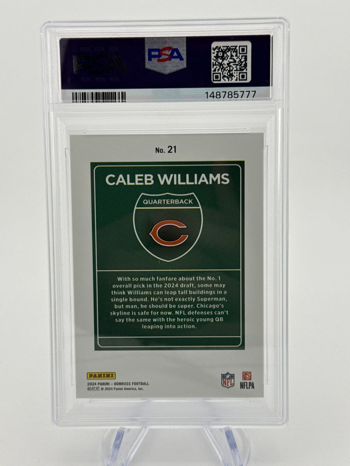 Caleb Williams 2024 Panini Donruss Downtown SSP Case Hit Rookie, PSA 10 Gem Mint
