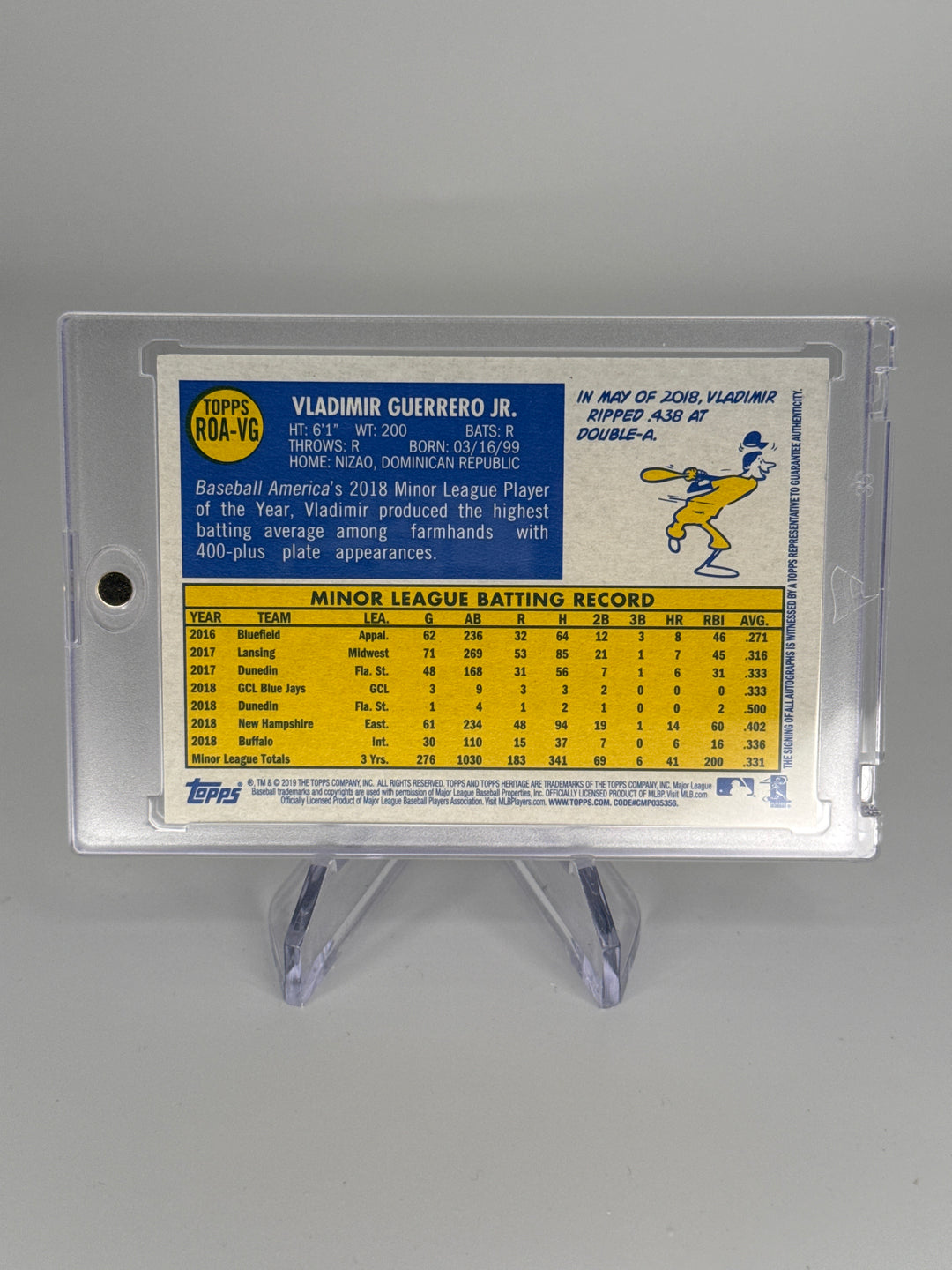 Vladimir Guerrero Jr. 2019 Topps Heritage Real One Rookie Auto