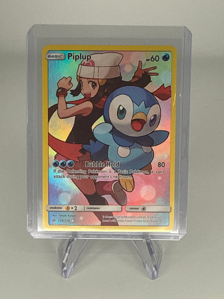 Pokémon TCG 2019 Piplup Sun & Moon Cosmic Eclipse Holo, 239/236