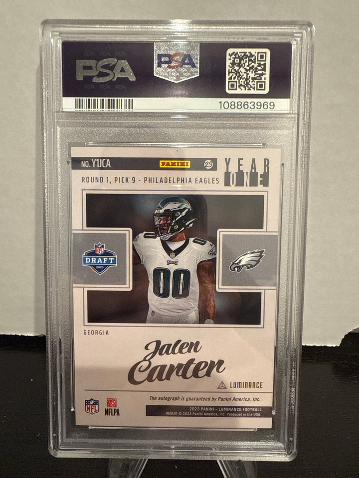 Jalen Carter 2023 Panini Luminance Year One Signature Rookie Auto, PSA 9 Mint