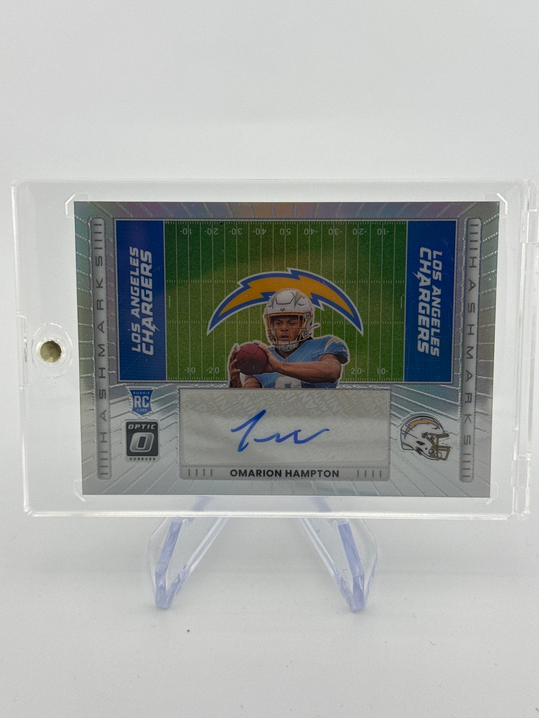 Omarion Hampton 2025 Panini Donruss Optic Hashmarks Rookie Auto