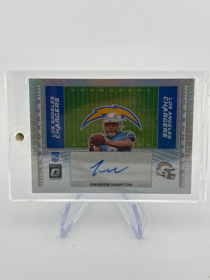 Omarion Hampton 2025 Panini Donruss Optic Hashmarks Rookie Auto