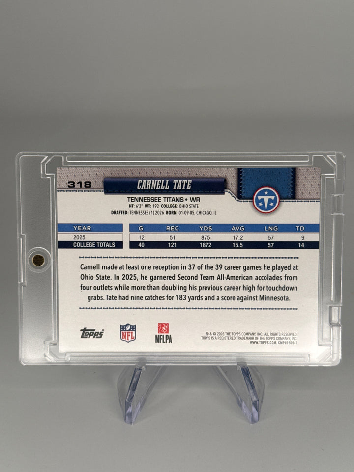 Carnell Tate 2026 Topps Flagship Team Border SP Variation Rookie