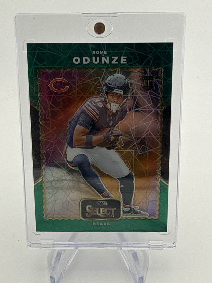Rome Odunze 2024 Panini Select Score Green Prizm Rookie, 2/5