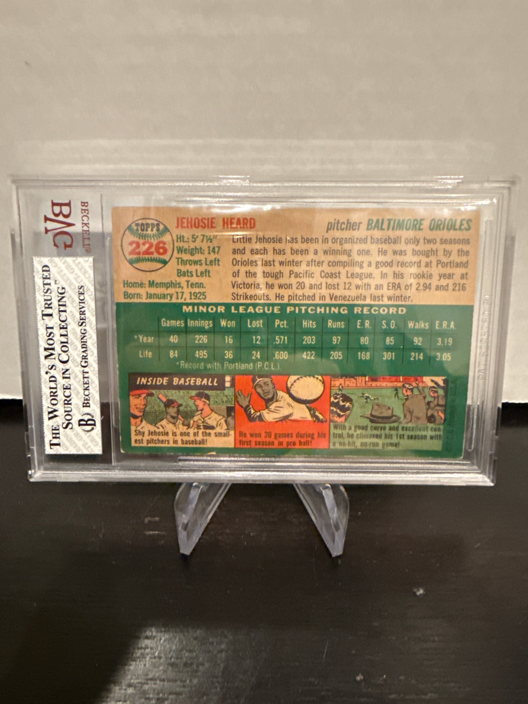 Jehosie Heard 1954 Topps, BVG 4.5