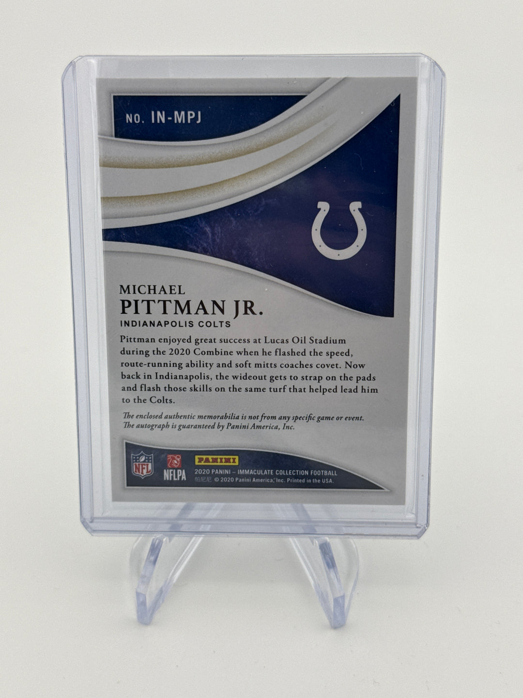 Michael Pittman Jr. 2020 Panini Immaculate Number Rookie Patch Auto, 06/14