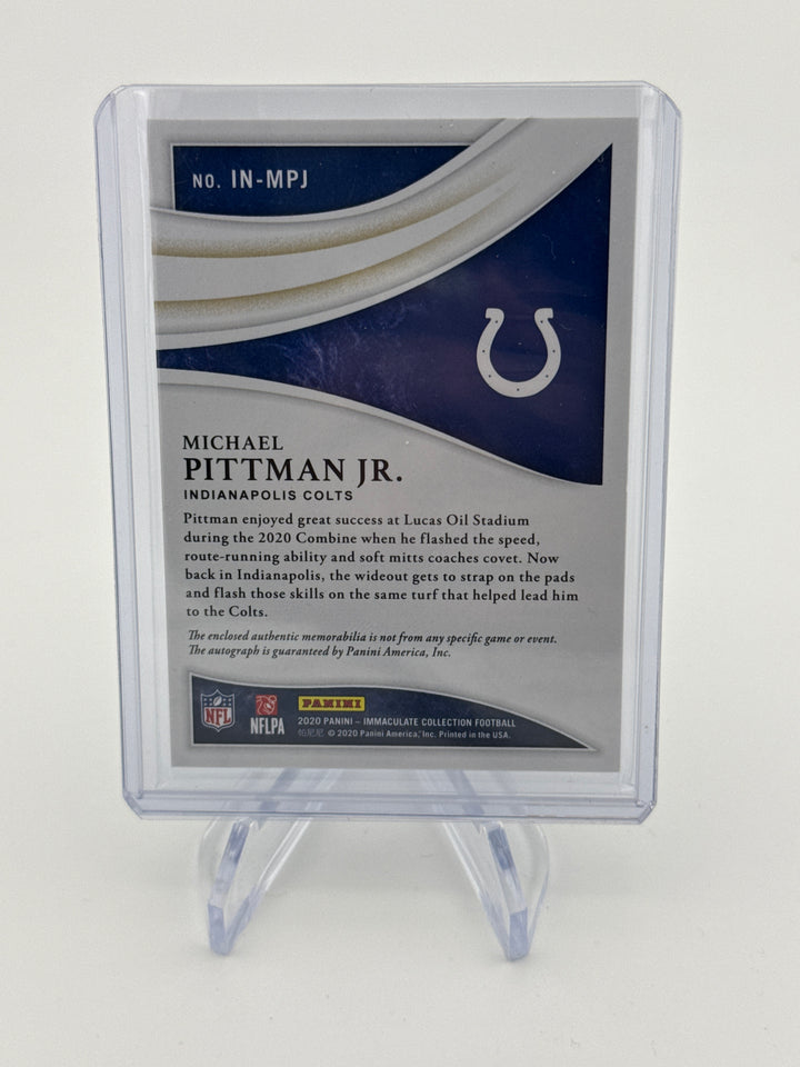 Michael Pittman Jr. 2020 Panini Immaculate Number Rookie Patch Auto, 06/14