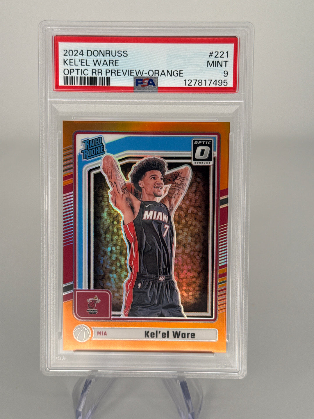 Kel'el Ware 2024 Panini Donruss Optic Rated Rookie Preview Orange Prizm, 11/75, PSA 9 Mint