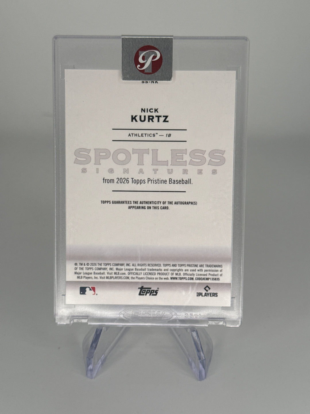 Nick Kurtz 2026 Topps Pristine Spotless Signatures Orange Auto, 20/25