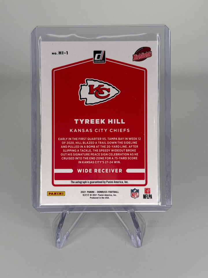 Tyreek Hill 2021 Panini Donruss Highlights Auto, 14/49