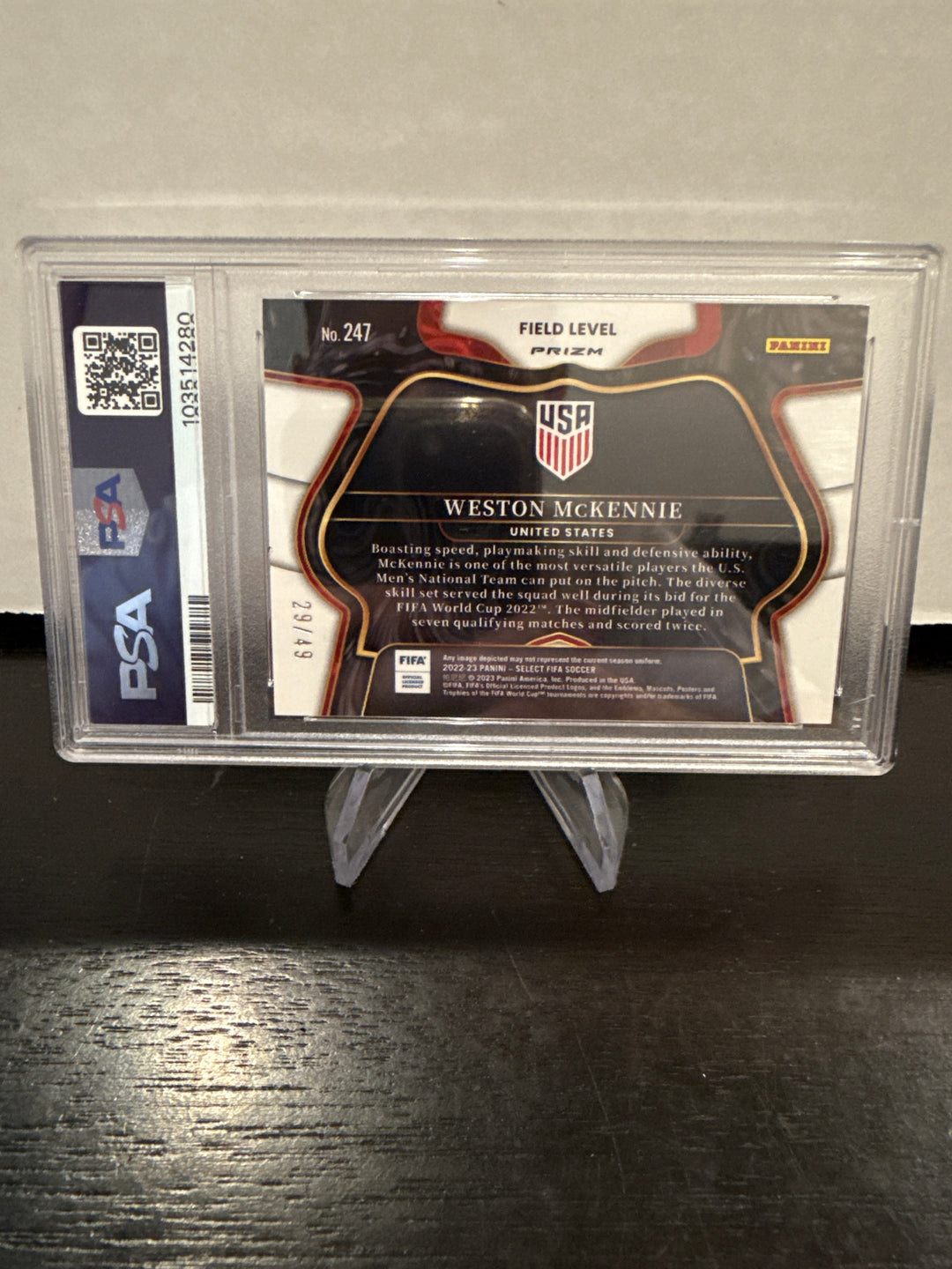 Weston McKennie 2022-2023 Panini Select Tie Die, 29/49, PSA 10 Gem Mint