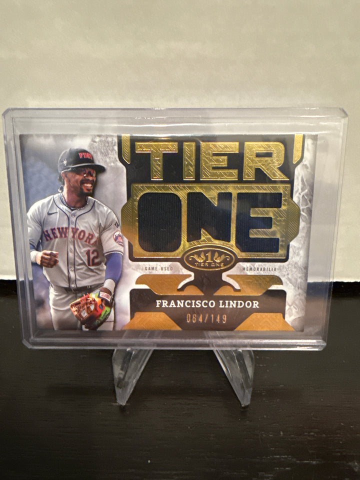 Francisco Lindor 2025 Topps Tier One Game Used Relic, 064/149