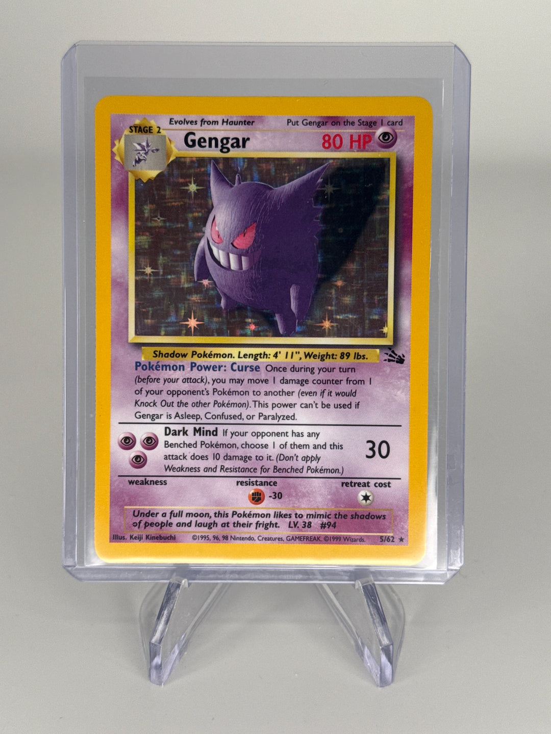 Pokemon TCG 1999 Gengar Fossil Base Set Holo, 5/62