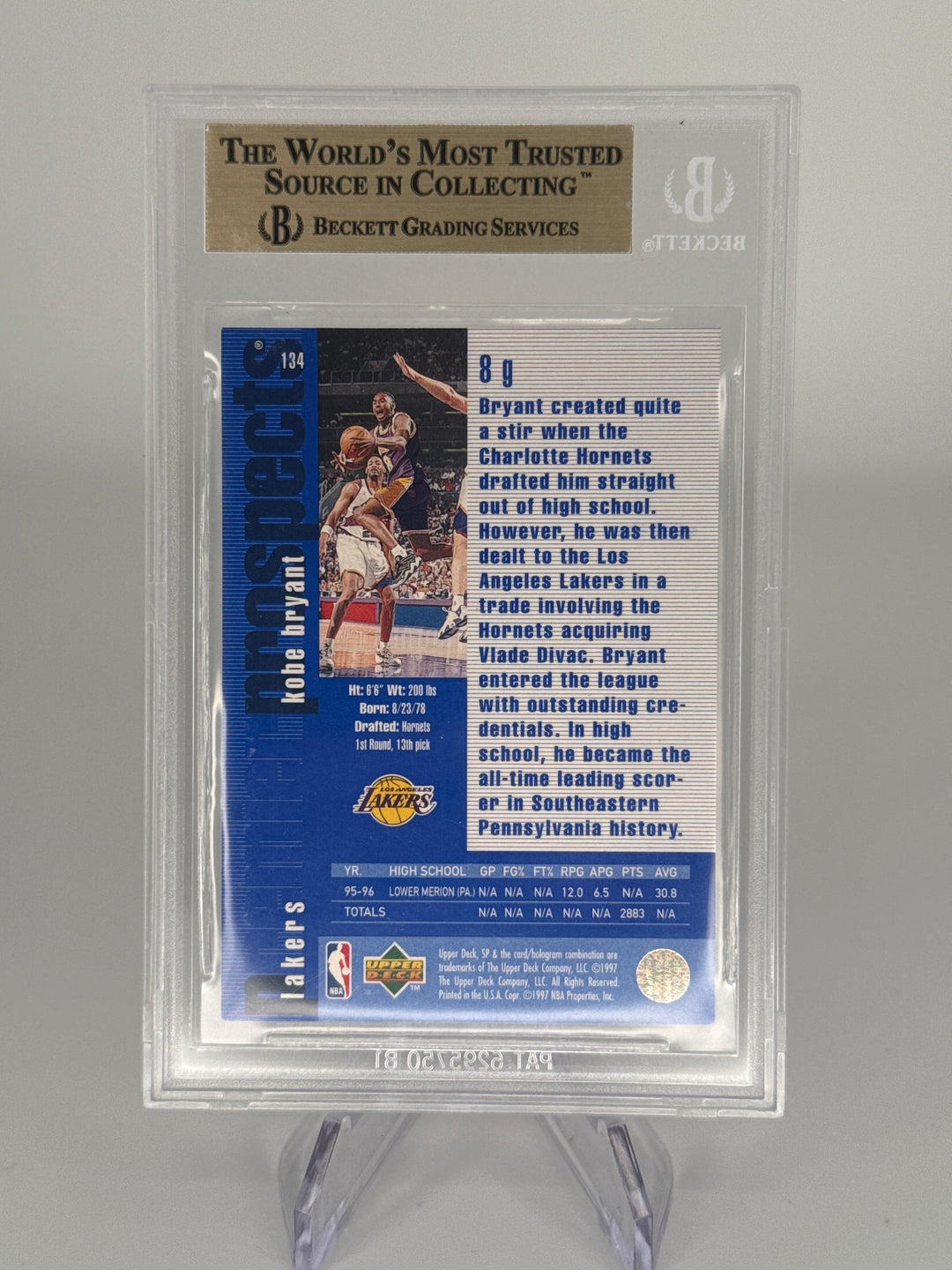 Kobe Bryant 1996 SP Rookie, BGS 9.5 Gem Mint