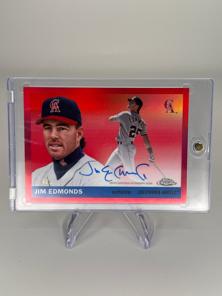 Jim Edmonds 2025 Topps Chrome Platinum Red Refractor Auto, 4/5