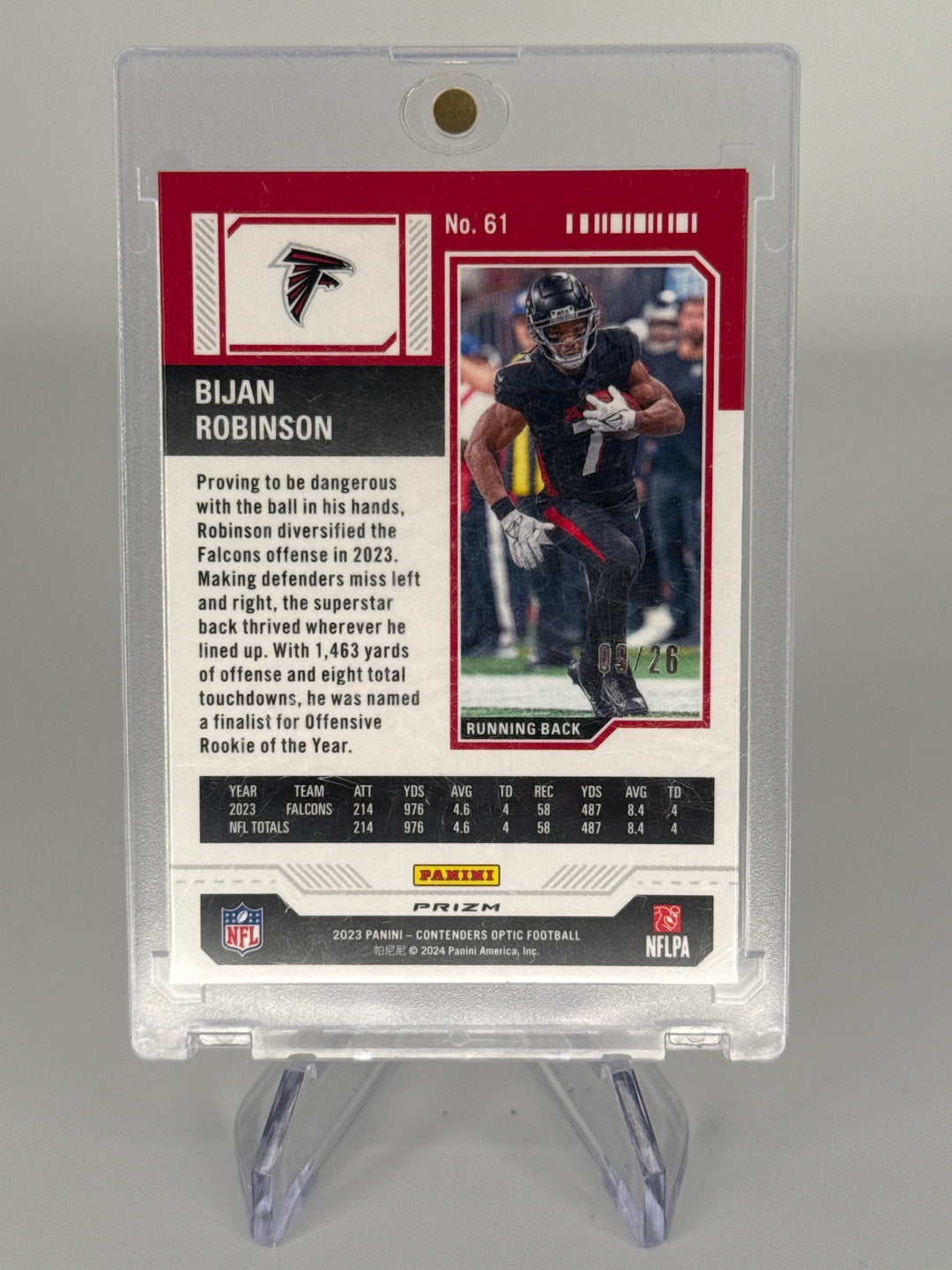 Bijan Robinson 2023 Panini Contenders Optic Purple Pulsar Rookie Ticket, 09/26